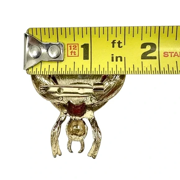 VTG Rhinestone Beetle‎ Brooch Red Jewel Gold Tone Bug Insect Pin Pave Crystal - Picture 11 of 12